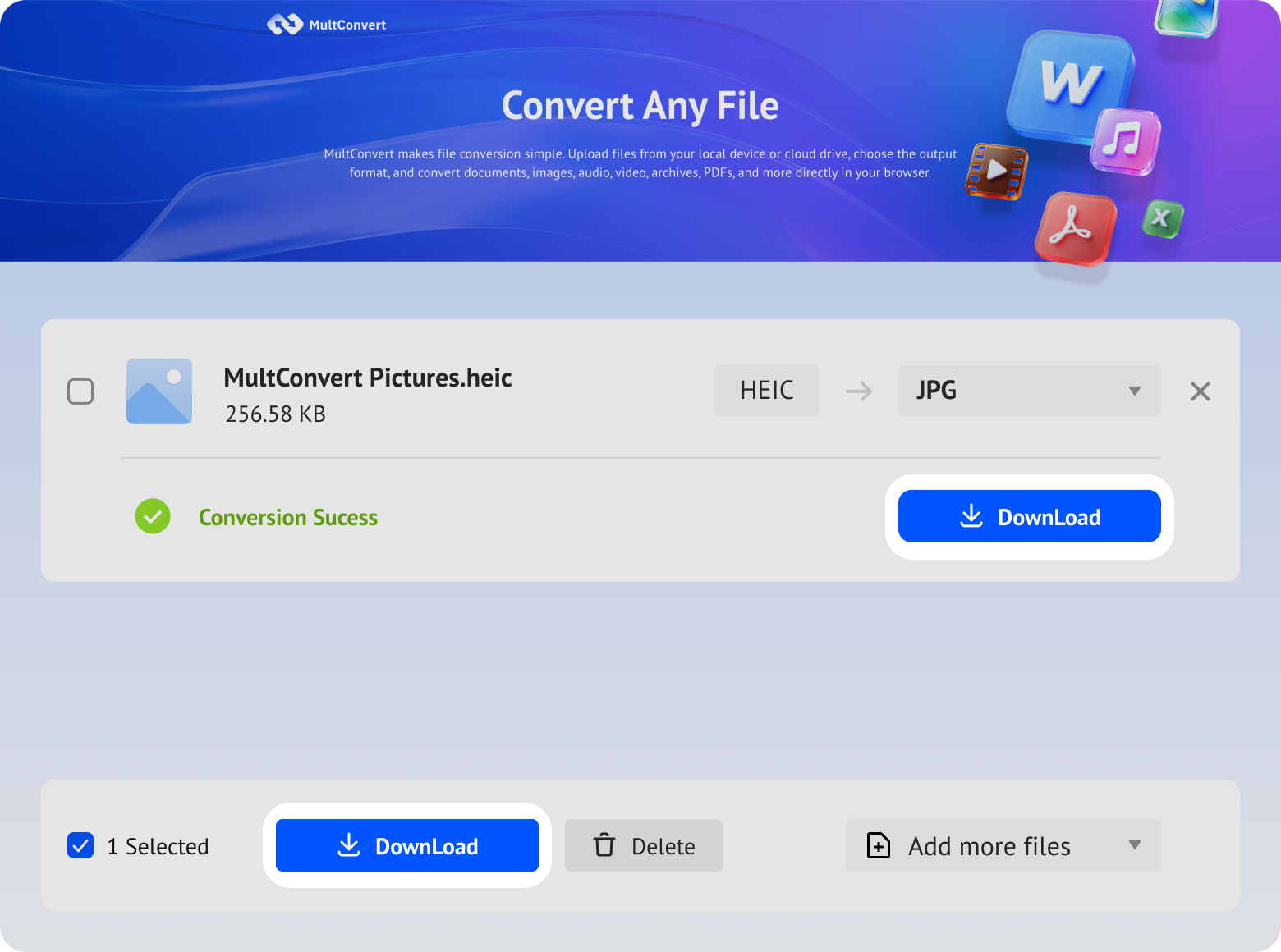 Download converted JPG files from MultConvert