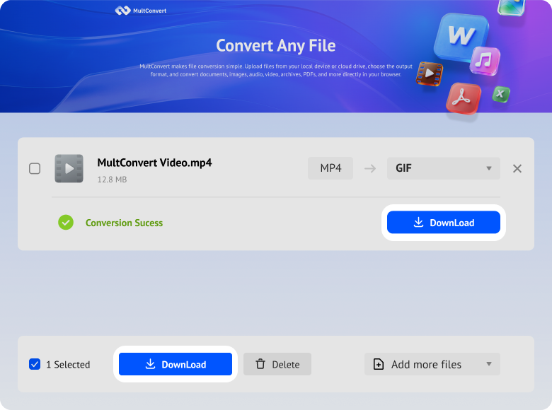 Download converted GIF files from MultConvert